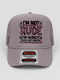 “I’m Not Rude” Checkered Grey Trucker
