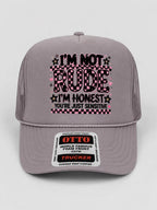 “I’m Not Rude” Checkered Grey Trucker