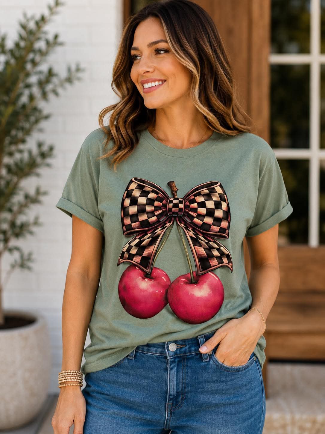 Coquette Cherry Bow Tee