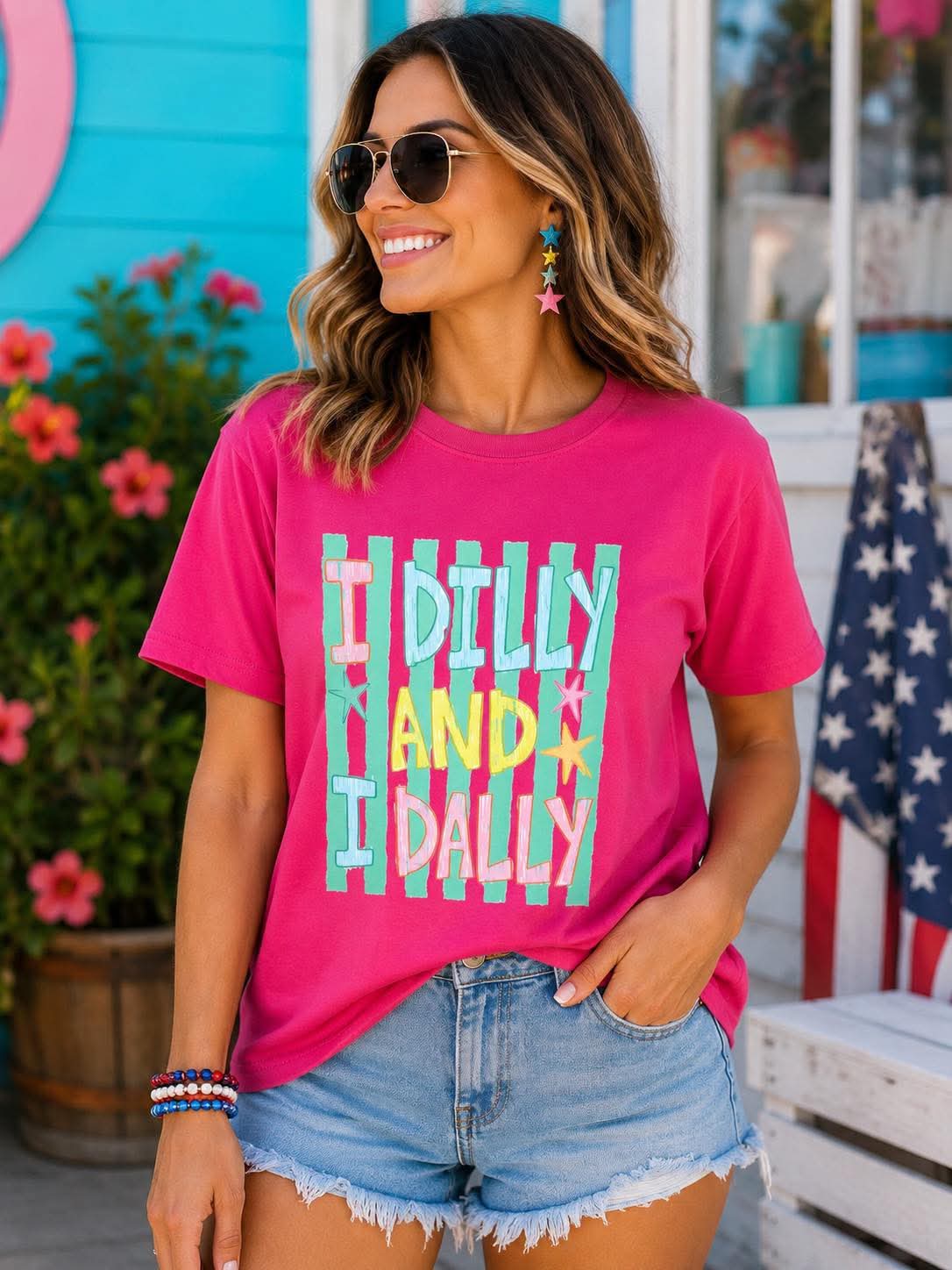 Pink I Dilly & I Dally Tee