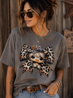 Leopard Bow Highland Cow Tee