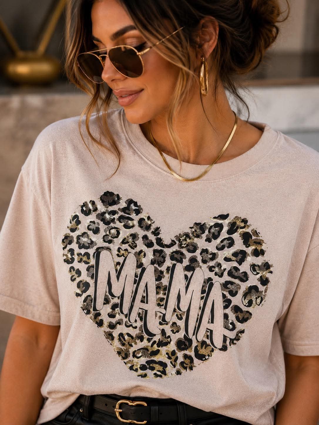 Leopard Heart Mama Tee