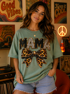 Leopard Bow Mama Graphic Tee