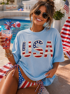 Faux Rhinestone USA Poolside Tee
