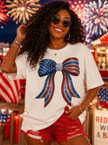 Faux Rhinestone Patriotic Bow Tee