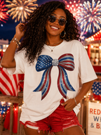 Faux Rhinestone Patriotic Bow Tee