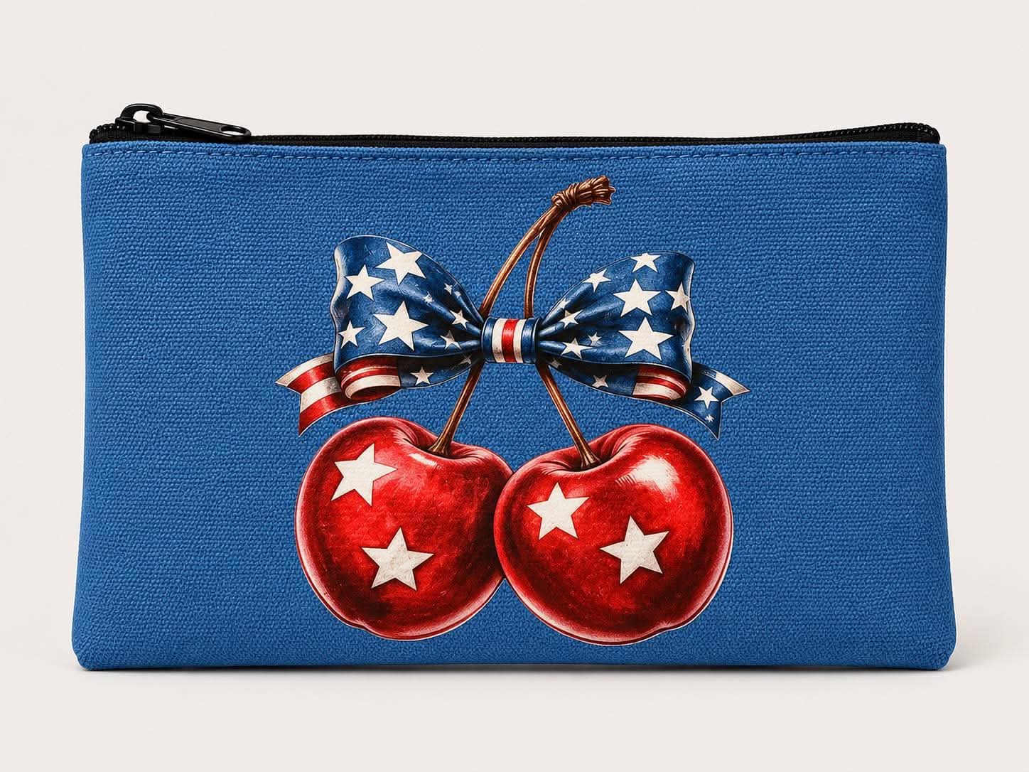 Americana Cherry Bow Pouch Glam Bag