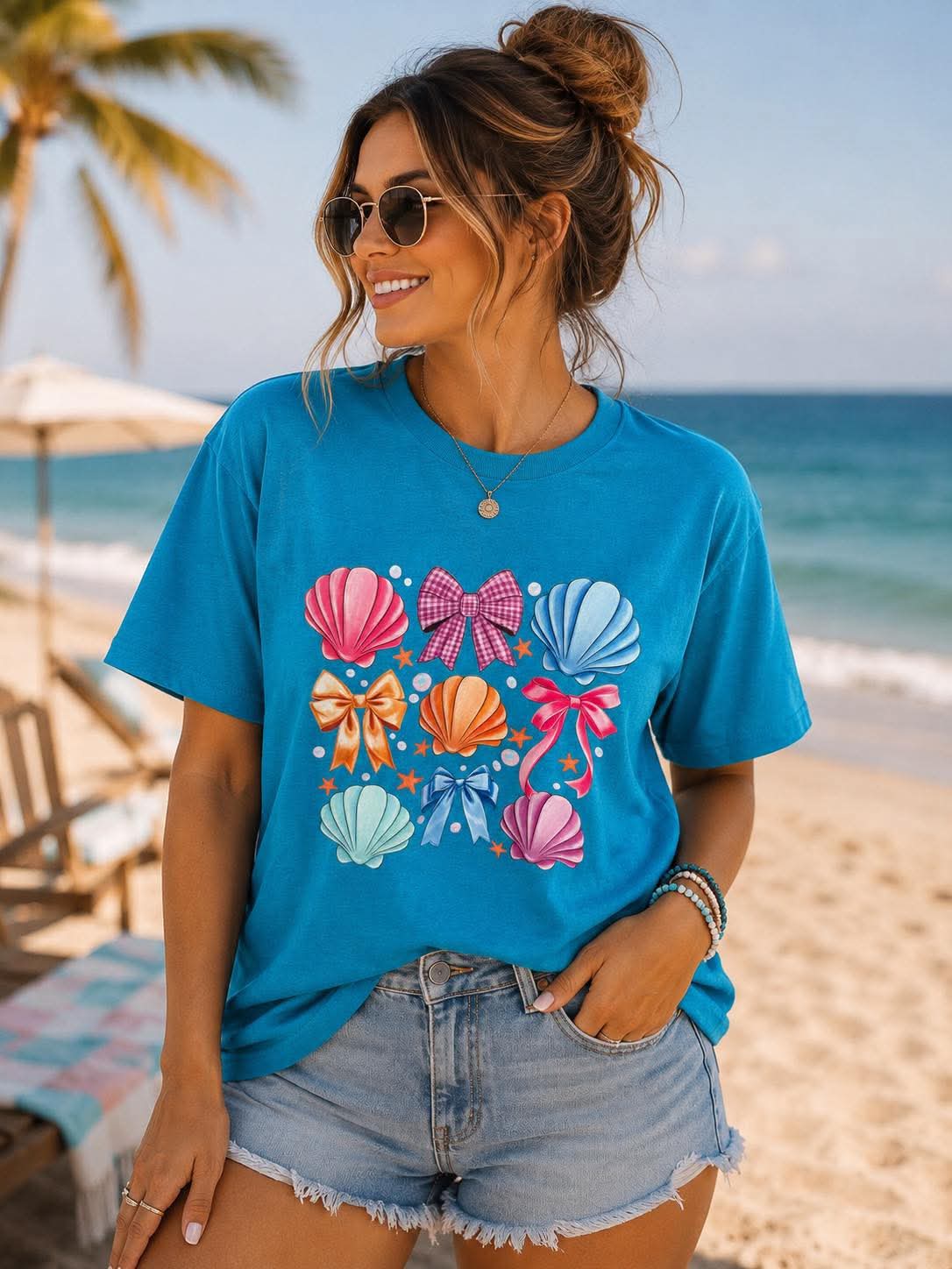 Coastal Shells & Bows Tee