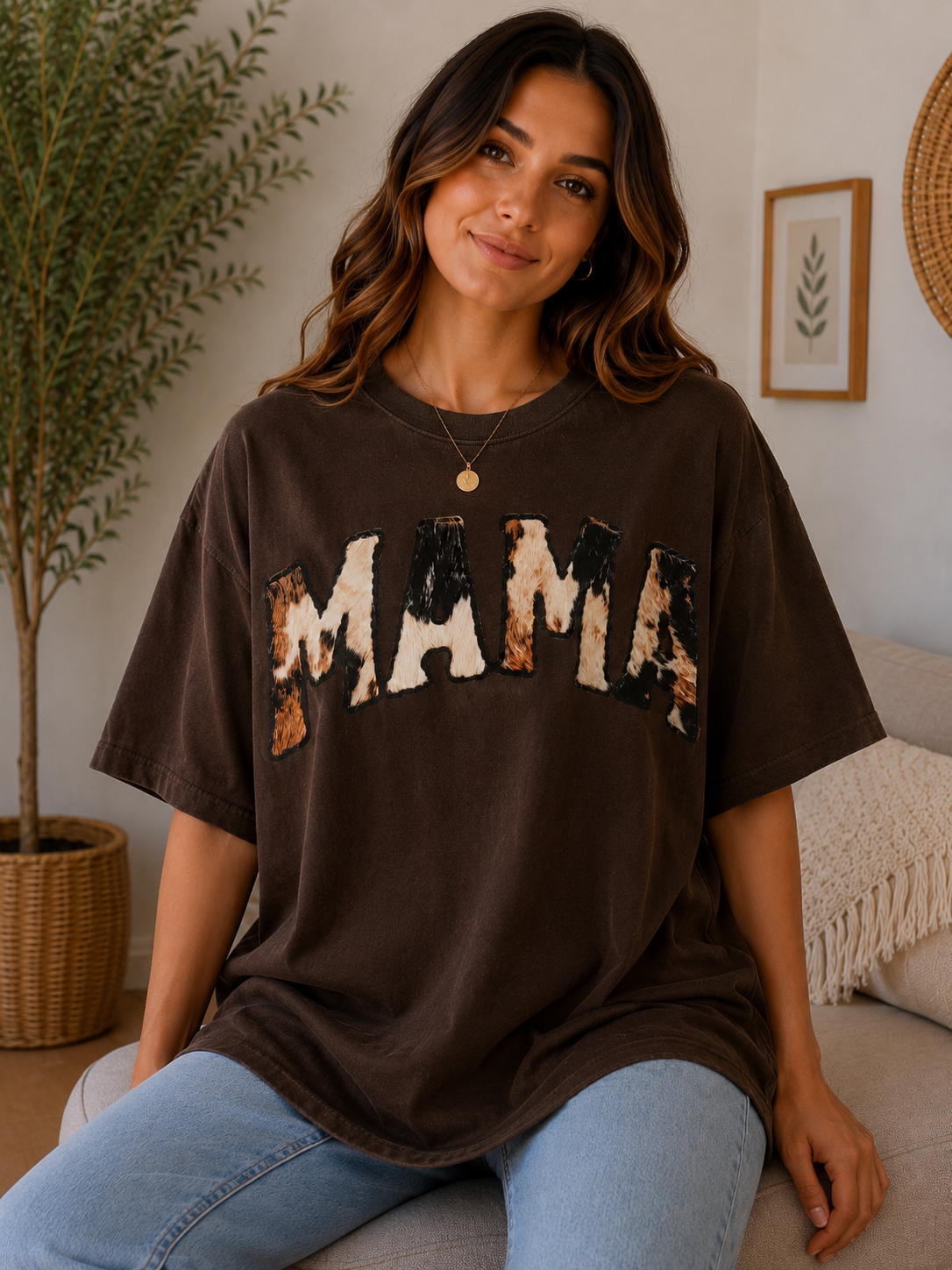 Cow Print Mama Tee