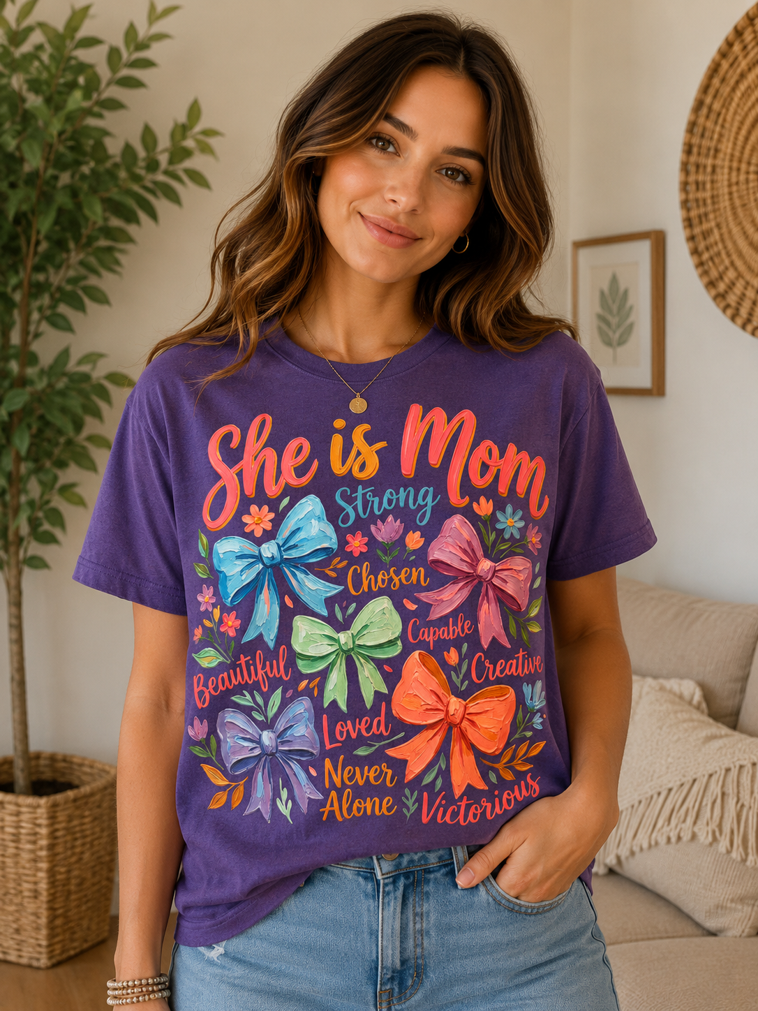 She Is Mom Inspirational Graphic Tee