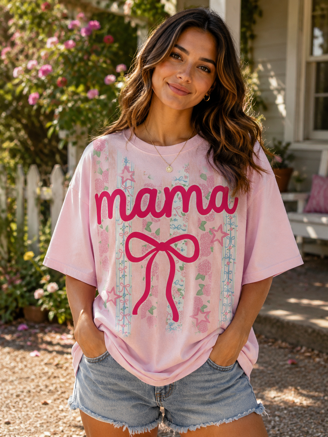 Coquette Mama Bow Graphic Tee