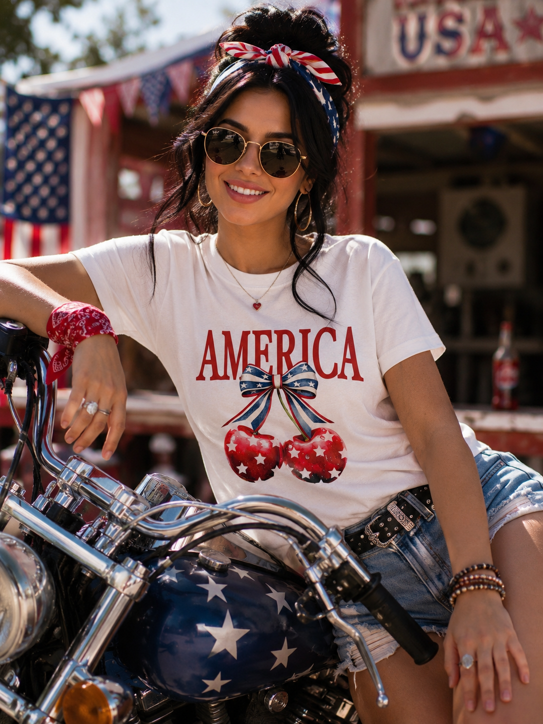 America Cherry Bow Tee