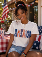 Americana Patchwork Lettering Tee