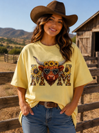 Sunflower Highland Cow Mama Tee