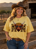 Sunflower Highland Cow Mama Tee