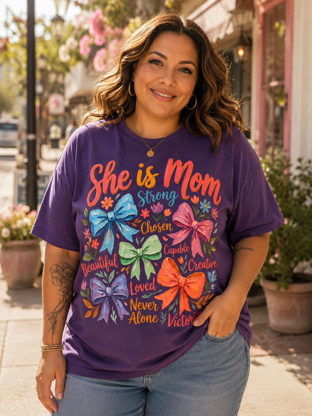 She Is Mom Inspirational Graphic Tee