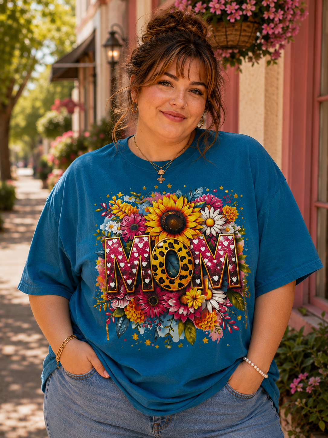 Wildflower Mom Graphic Tee – Teal